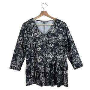 Kate & Mallory Blouse Size Small Tiered Ruffle Skirted Waist Snakeskin Reptile